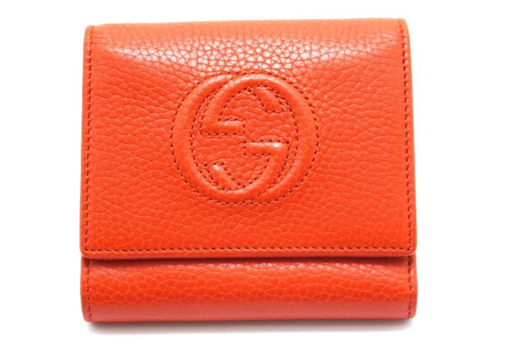 Gucci Soho Tri fold Wallet Orange Leather